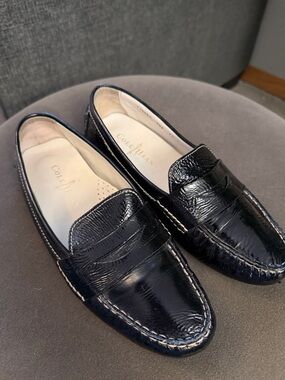 Cole Haan Black Patent Leather Nike Air Driving Loafers Womens 6.5 Slip-On Flat